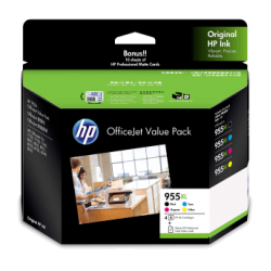 HP 955XL Office Value Pack + Prof Inkjet Matte Cards Genuine