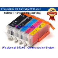 Canon PGBK650 CLI651 Refillable Ink Cart.*5 Comp.