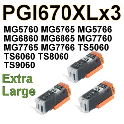 PGI670XL PGI670 XL BK ink cartridges x3 compatible