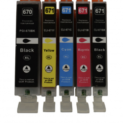 Compatible Canon MG5760 PGI670 CLI671XL Ink Cartridge Tonerink brand Full Set ( 5 cartridges)