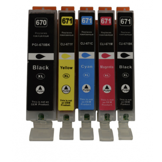 Generic Canon PGI670XL CLI671XL Ink Cartridge Full Set  Tonerink brand (5 cartridges)