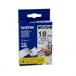 Brother 18mm Black Text On Clear Tape - 8 metres Tonerink Brand Tonerink Brand