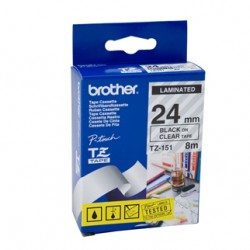Compatible Brother 24mm Black Text On Clear Tape - 8 metres Tonerink Brand 