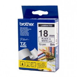 Compatible Brother 18mm Black Text On White Tape - 8 metres  TZE241