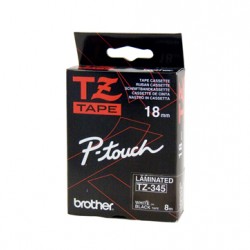 Compatible Brother 18mm White Text On Black Tape - 8 metres Tonerink Brand