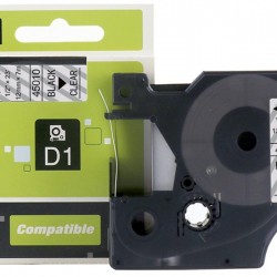 Dymo D1 Labelling Tape 45010 12mm Black on Clear Tonerink Brand