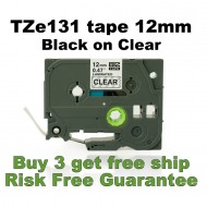 Brother TZe131 12mm Black Text On Clear Tape - 8 metres Tonerink Brand