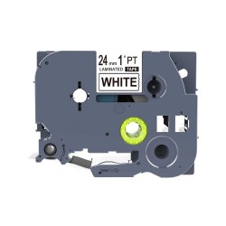 Compatible Brother 24mm Black Text On White Tape - 8 metres Tonerink Brand